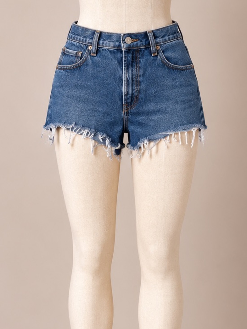 Gap High Rise Stride Shorts 16 33 Medium Wash Raw Hem Denim Shorts